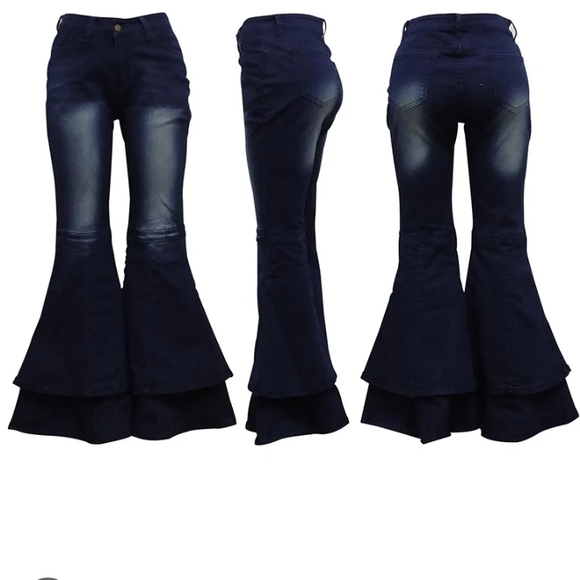 #4. Blue Flared Women's Jeans - Picture 3 of 6